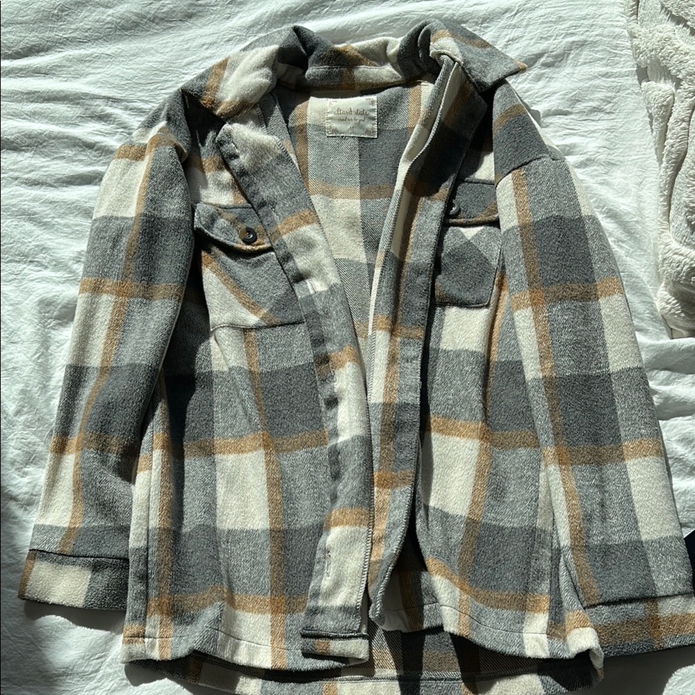 Plaid Women's Jacket in Gray and Tan